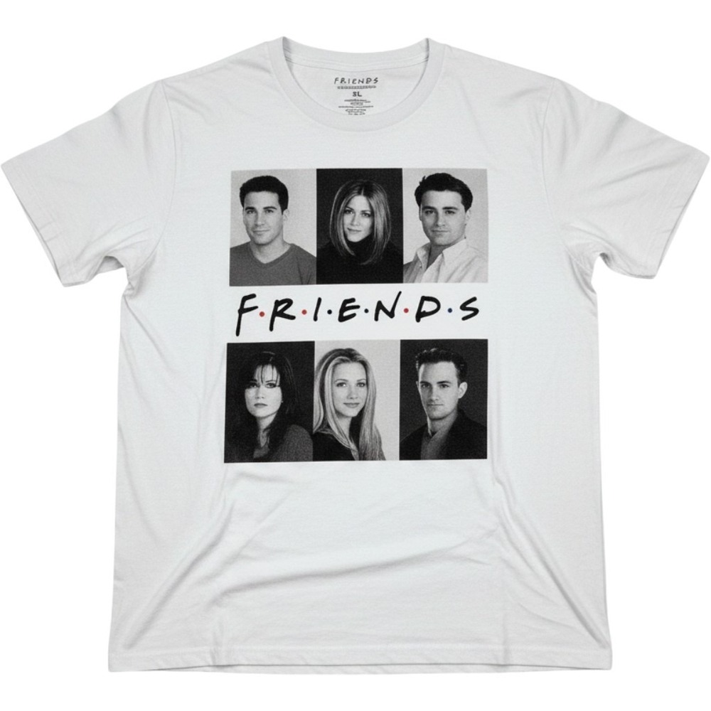 Friends Shirt Womens XL Gray Crew Neck Short Sleeve TV Cast Graphic Top